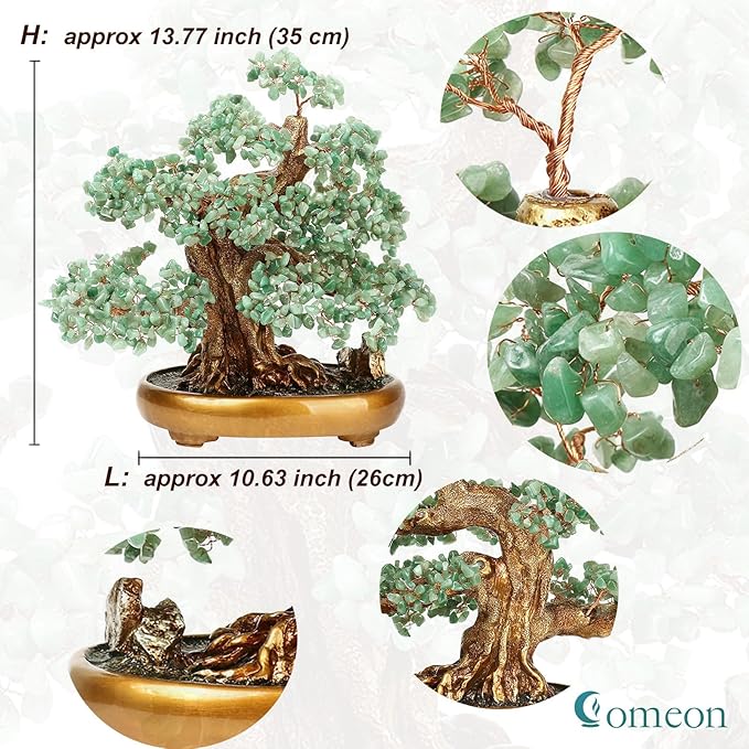 Feng Shui Money Tree Large Crystal Quartz Lucky Tree Gem Tree for Office Home Feng Shui Decoration for Wealth/Fortune and Luck (Aventurine)-VerdiqueGarden