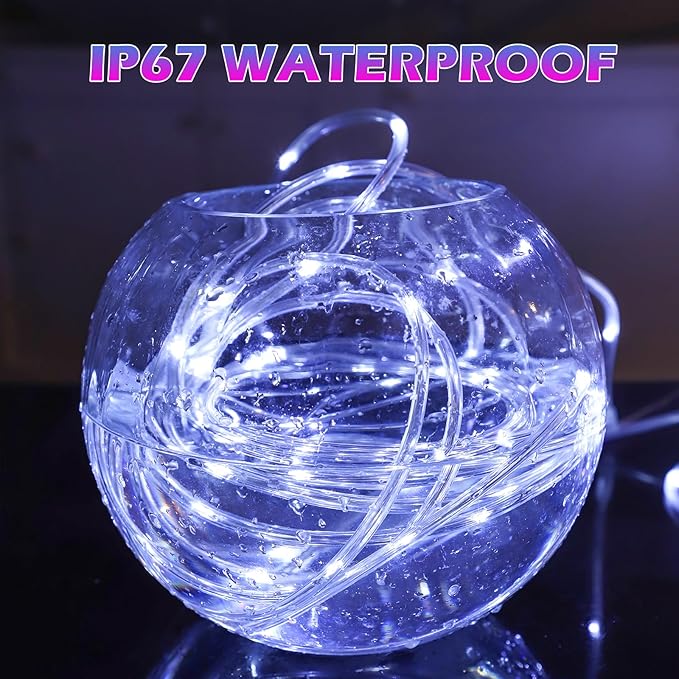 100FT Rope Lights Outdoor, Connectable Trampoline Lights 300LED String Lights Flexible Clear Tube Light Waterproof Rope Light 8 Modes for Camping Yard Pool Canopy Deck Home Outdoor Indoor Decor-VerdiqueGarden