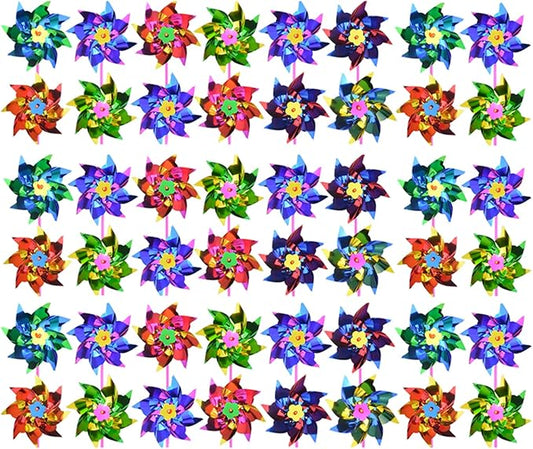 100pcs Plastic Rainbow Pinwheel,Windmill Party Pinwheels DIY Pinwheels Set for Kids Toy Garden Lawn Party Decor (100)-VerdiqueGarden