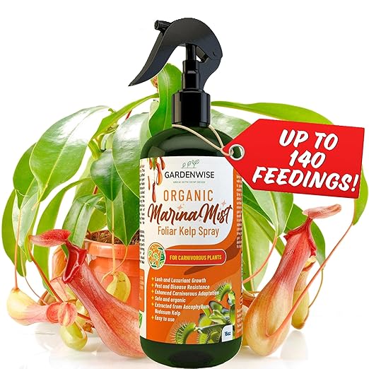 100% Organic Marina Mist Carnivorous Plant Food | Liquid Kelp Foliar Spray for Plants - Kelp Fertilizer for Venus Flytraps, Sundew, Butterworts, Pitcher Plants 16 Oz-VerdiqueGarden