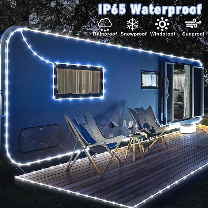 Rope Lights for Outside, 66FT 200 LED Christmas String Lights with Waterproof 8 Modes, Flexible and Connectable Plug in Fairy Light for Outdoor Indoor Patio Pool Garden Party Holiday Decor, White-VerdiqueGarden