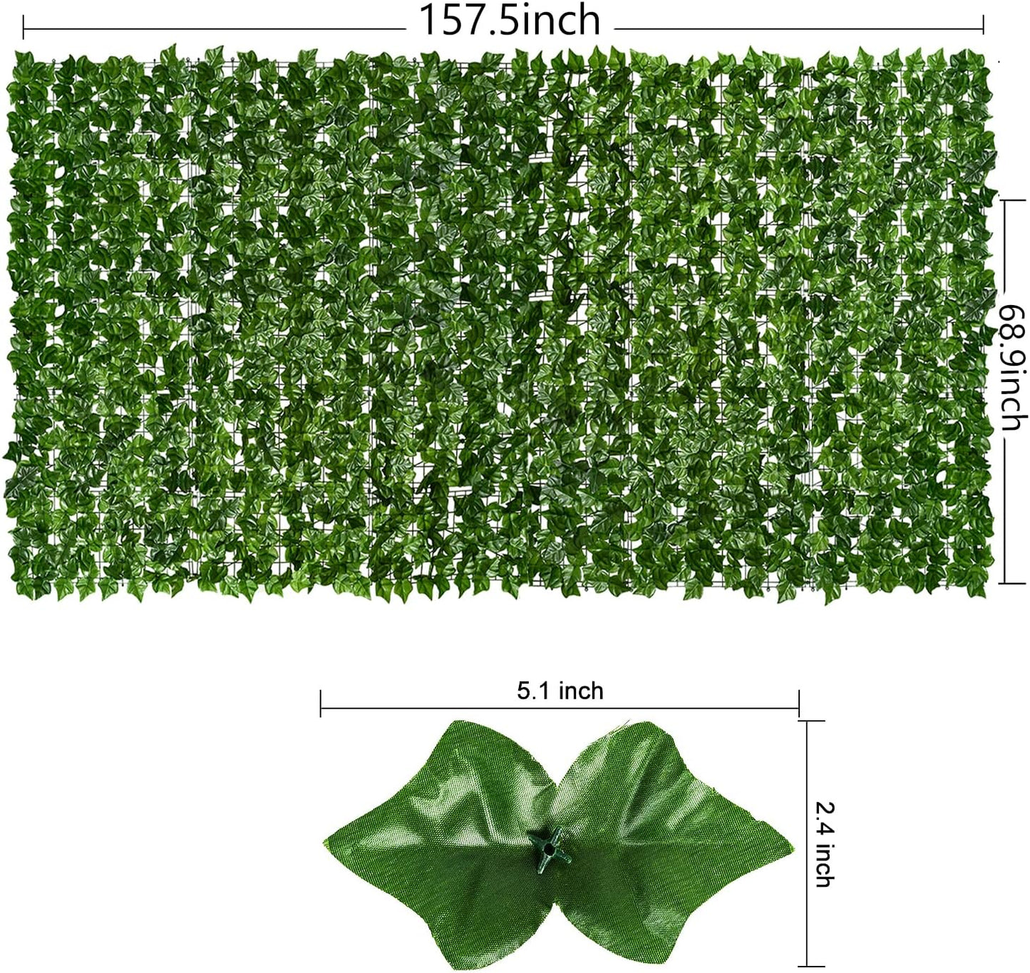DearHouse 68.9x157.5in Artificial Ivy Privacy Fence Wall Screen, Artificial Hedges Fence and Faux Ivy Vine Leaf Decoration for Outdoor Garden Decor-VerdiqueGarden