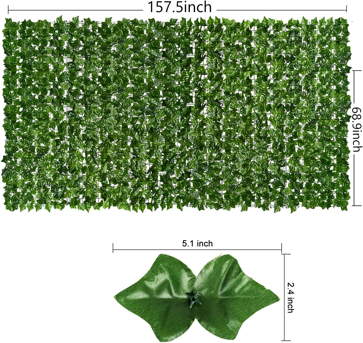 DearHouse 68.9x157.5in Artificial Ivy Privacy Fence Wall Screen, Artificial Hedges Fence and Faux Ivy Vine Leaf Decoration for Outdoor Garden Decor-VerdiqueGarden