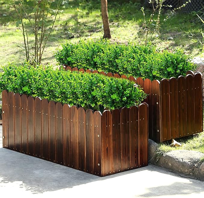 Artificial Plants Flowers Grass Shrubs 8 Pack No Fade Faux Plastic Flowers Outdoor for Farmhouse Garden Porch Patio Indoor Wedding Decoration Greenery Fake Plants uv Resistant (1#Green)-VerdiqueGarden