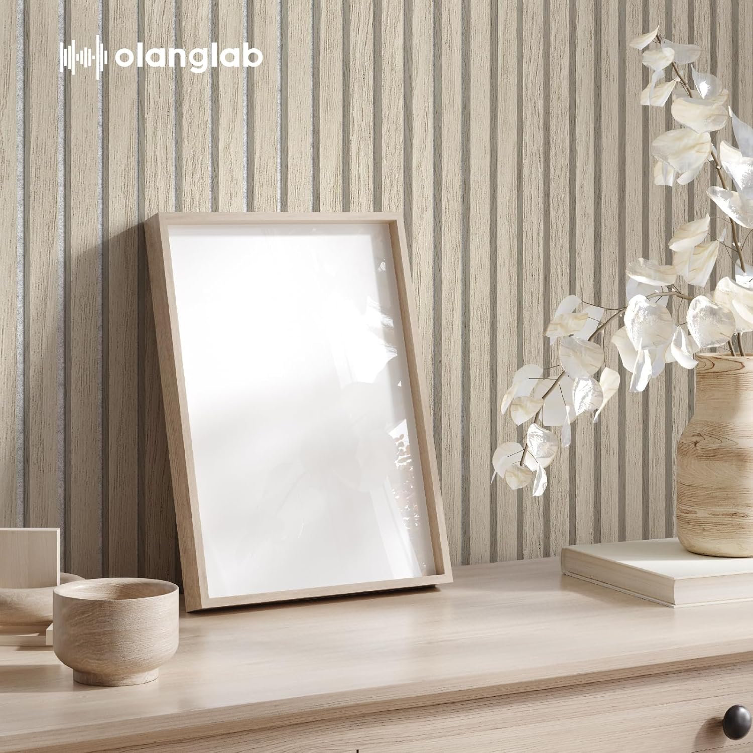 Olanglab Wood Slat Wall Panels 4 Pack, Wooden Acoustic Wall Panels, 94.5"x12.6" Each 3D Wall Panels for Interior Wall Decor (Light Oak-Grey Felt-Extendo Trio)-VerdiqueGarden