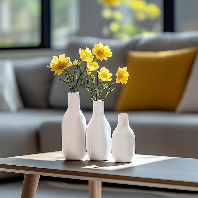 NOBULA White Ceramic Donut Vases – Modern Home Decor for Living Room, Bedroom & Table Centerpiece - Minimalist Nordic – Unique Vases for Olive Plant & Flowers – Decorative Coffee Table Vase Set of 3-VerdiqueGarden