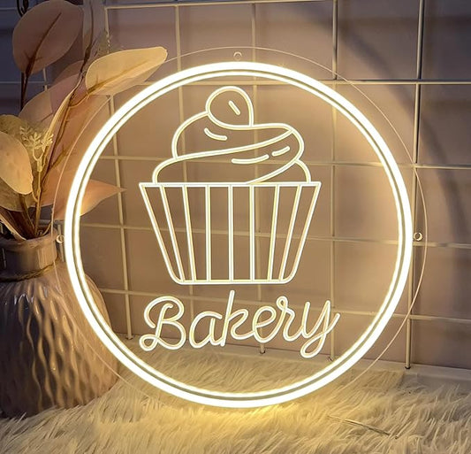 Bakery Neon Sign for Wall Decor Dimmable LED Neon Light Cake Bread Light Up Signs for Business Dessert Food Shop Restaurant Coffee Bar Birthday Party Decoration-VerdiqueGarden