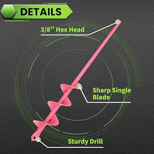 SYITCUN Auger Drill Bit for Planting - 1.6"X16.5" Heavy-Duty Garden Auger Spiral Drill Bit - Bulb Planter Tool & Auger Post Hole Digger - 3/8" Hex Drive Drill-VerdiqueGarden