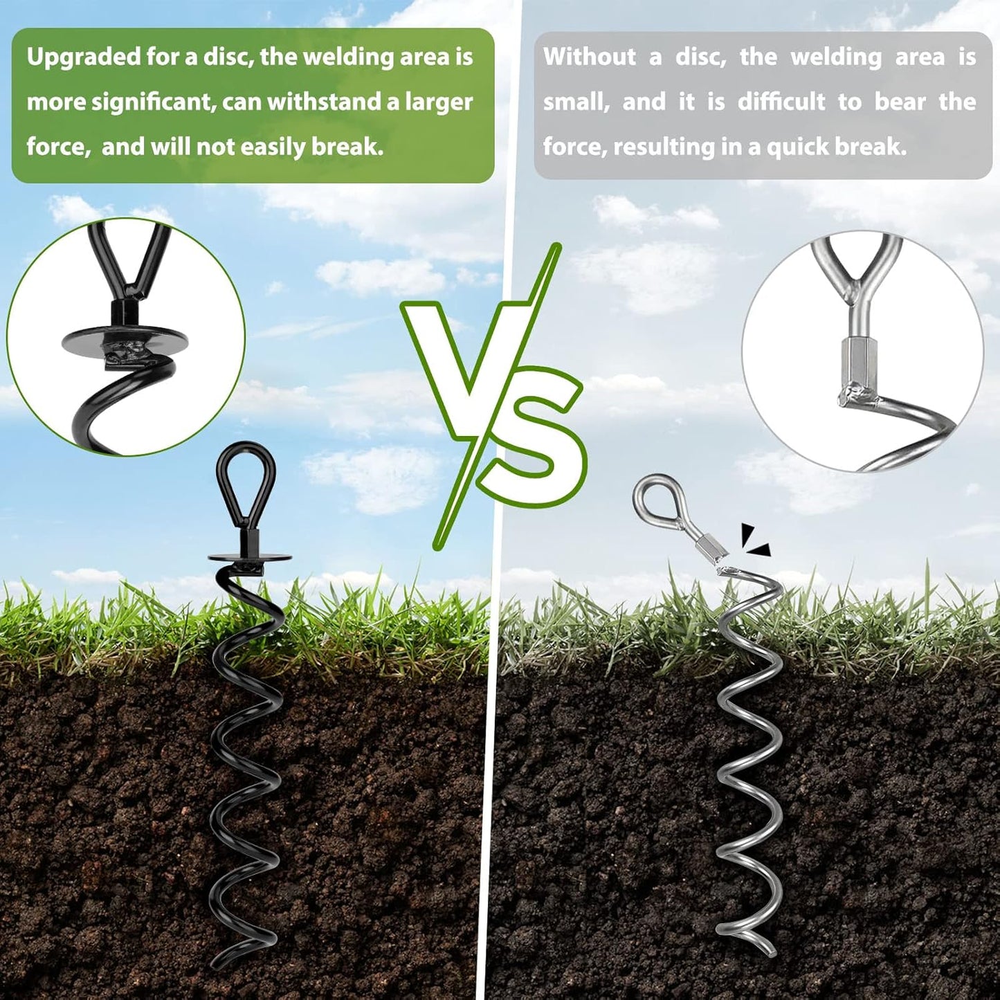 1 Pcs 15.3 Inch Ground Anchor Heavy Duty for High Winds Screw in Earth Anchor Swing Set Spiral Auger Stakes Suitable for Tent Trampoline Tree Garden Fence Sheds Swingset, Easy to Use with Drill-VerdiqueGarden