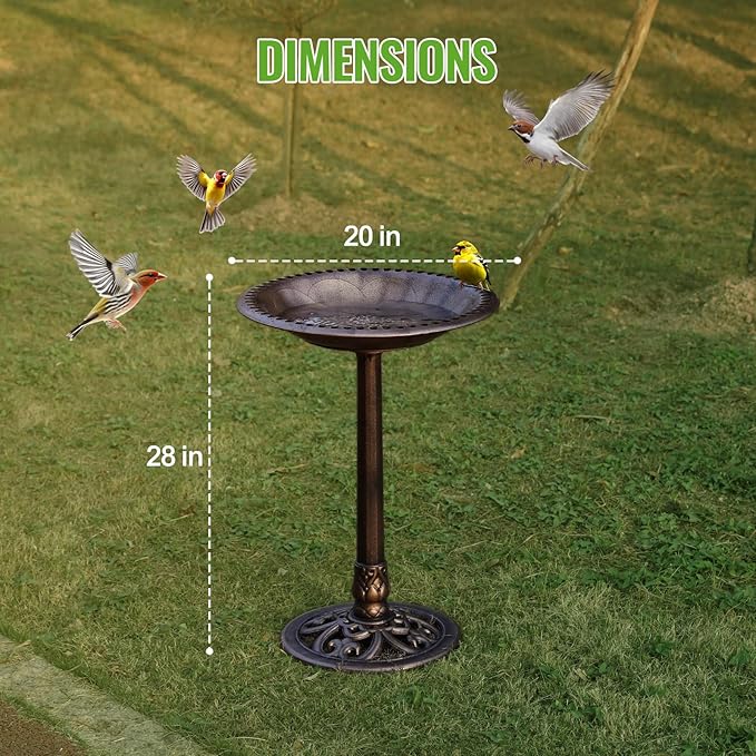 Backyard Expressions Outdoor Garden Bird Bath - Bronze - Weather Resistant Polyresin - 27 Inch-VerdiqueGarden