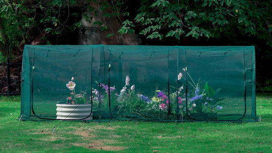 Poray Large 12.3X4FT Tunnel Plant Netting Cover,4.1FT Tall Crop Cage Tomato Netting for Vegetables&Fruits,Durable Gardening Net for Plant and Animals-VerdiqueGarden