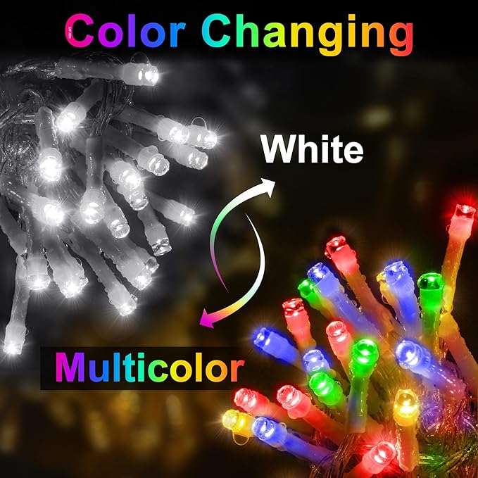 KNONEW 403ft 1000 LED Christmas String Lights Outdoor Color Changing 11 Modes Timer Fairy Light Plug in Waterproof Lights for Xmas Tree Yard Wedding Decorations (Cool White to Multicolor)-VerdiqueGarden