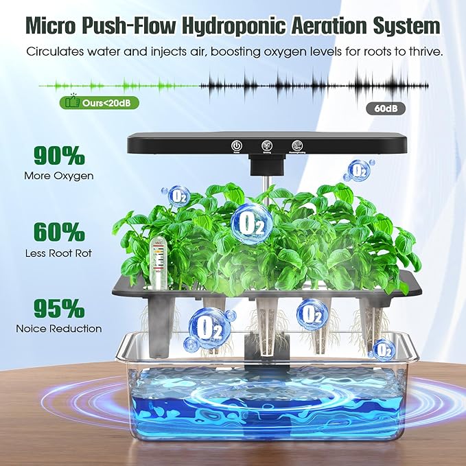Hydroponics Growing System Indoor Garden - Herb Garden with Grow Light, 15 Pods Stainless Steel Indoor Garden Kit, Auto Timer, Gardening Gift for All Ages-VerdiqueGarden