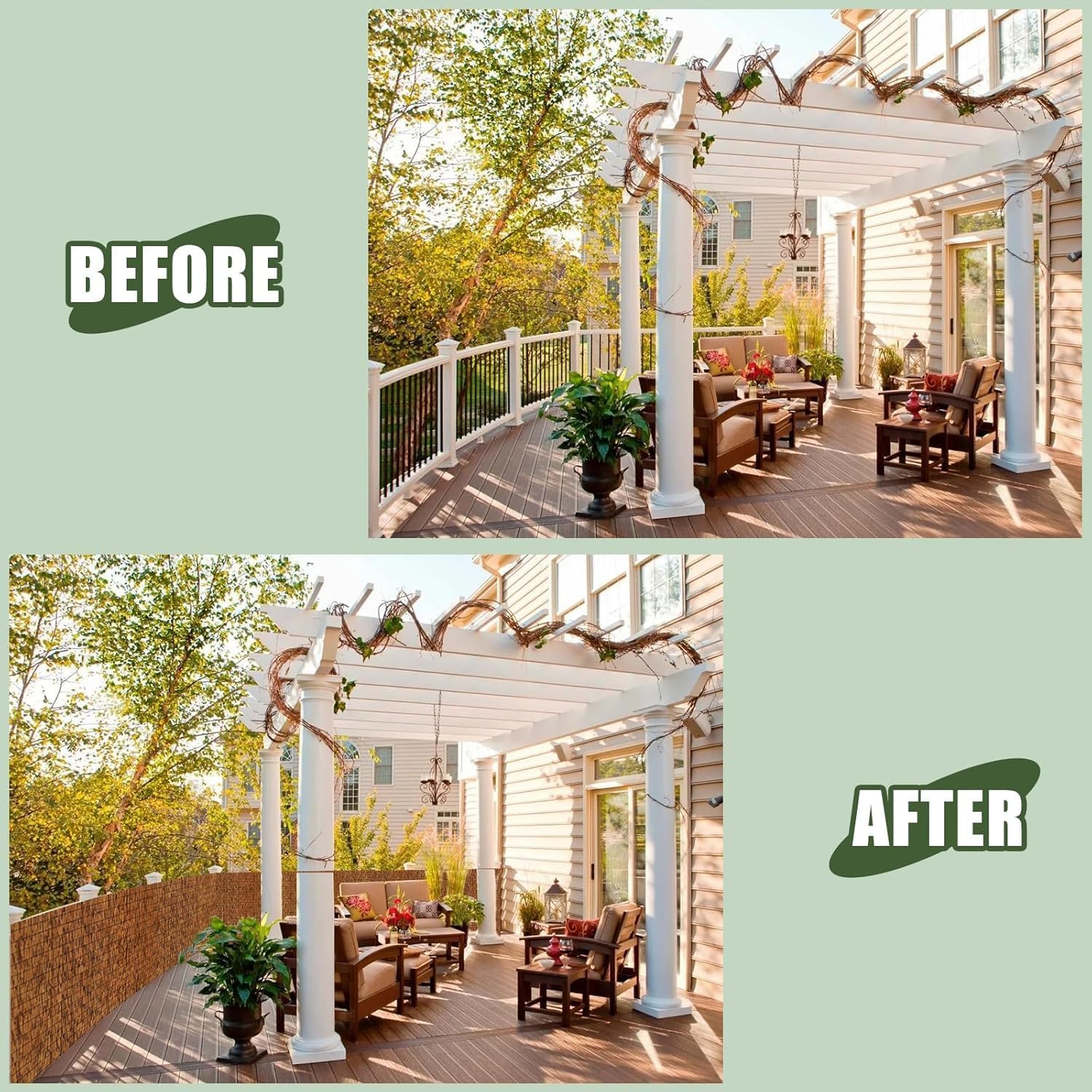 Reed Bamboo Screen Fencing,4FT X 16.4FT Natural Reed Fencing Reed Screen for Balcony Reed Fence Bamboo Reed Fence 4 Feet High for Outdoor Backyard Patio(Brown)-VerdiqueGarden