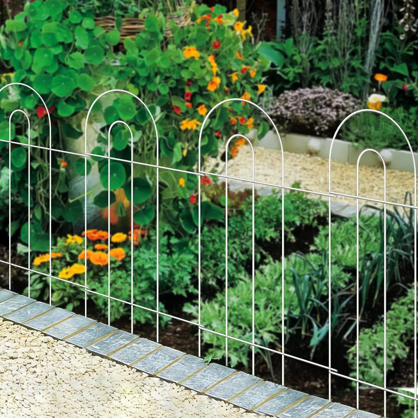 Decorative White Garden Border Fence 32inX20ft Rustproof Landscape Metal Edging Patio Decor Yard Fencing Patio Flower Bed Garden Fencing for Outdoor-VerdiqueGarden
