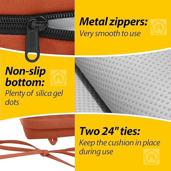 AAAAAcessories Outdoor Seat Cushions for Chairs, Waterproof, Fade-Resistant Patio Furniture Replacement Cushions, 21" x 21" x 4", Set of 2, Rust-VerdiqueGarden