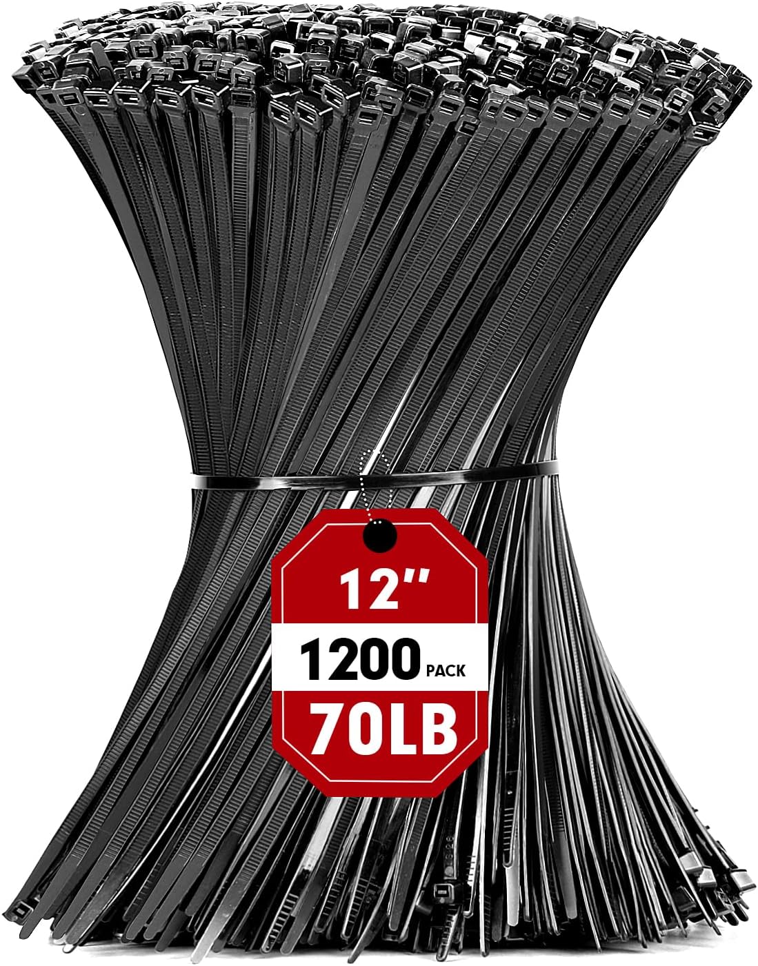 Zip Ties, RAZCC 1200pcs Black Cable Zip Ties 12 Inch, Heavy Duty Plastic Wire Ties with 70lb Tensile Strength, Self-Locking Black Nylon Tie Wraps for Indoor and Outdoor-VerdiqueGarden