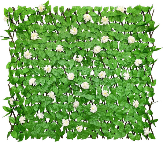 Expandable Fence Privacy Screen for Balcony Patio Outdoor,Decorative Faux Ivy Fencing Panel,Artificial Hedges (Single Sided Leaves)-VerdiqueGarden