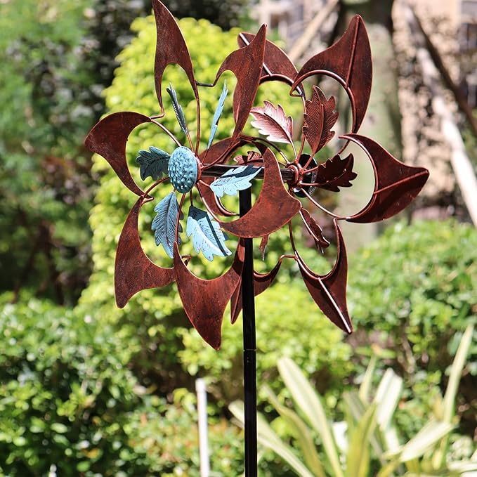 360 Degrees Metal Swivel Classical Two-Color Windmill Wind Spinner for Patio Lawn Outdoor Yard Lawn Garden-VerdiqueGarden
