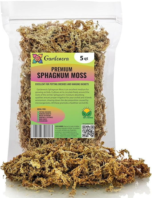 Premium New Zealand Sphagnum Moss by Gardenera - Organic Hand Mixed Long Fibered Sphagnum Moss Orchid - 5 Quart-VerdiqueGarden