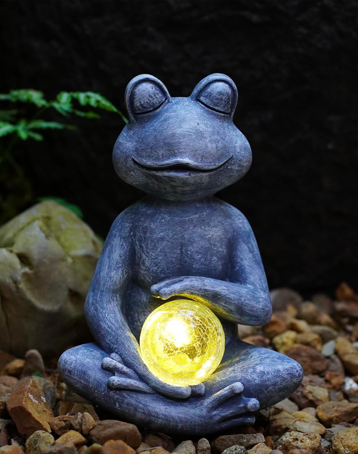Goodeco Frog Statue with Solar Gazing Ball Lights - Zen Garden Statue for Outdoor Decor, Frog Gifts for Women & Moms, Housewarming Gifts-VerdiqueGarden