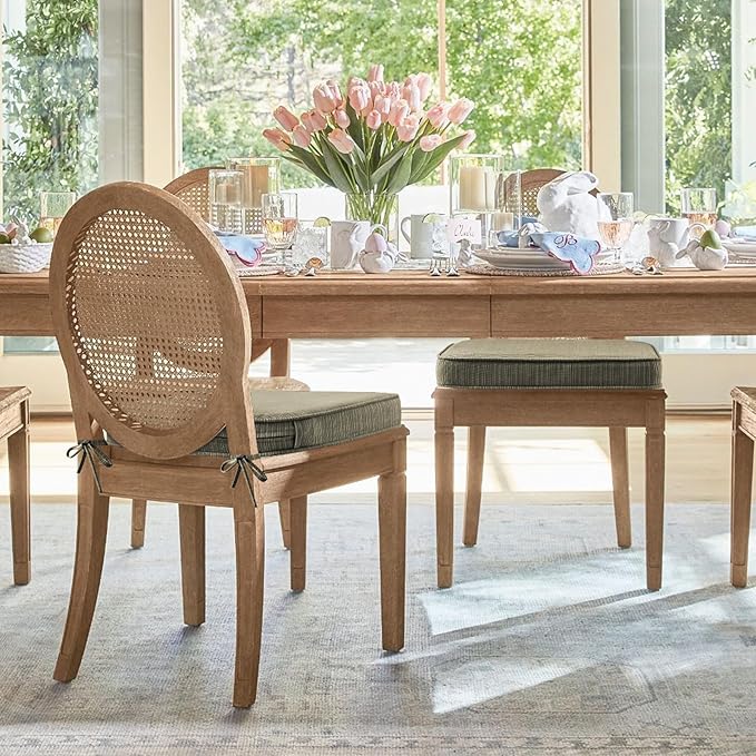 Outdoor Outdoor Round Corner Seat Cushion, 17"x16"x2", Set of 4, Non Slip Seat Cushion Pads with Removable Cover for Patio Furniture, Garden Yard Lawn, Dark Black Tan Stripe-VerdiqueGarden