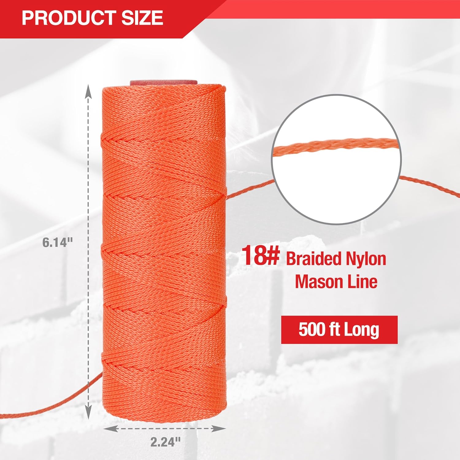 Goldblatt Mason Line, 3 Roll 500 Feet #18 Braided Nylon String, Perfect for Gardening or Masonry Tools-VerdiqueGarden