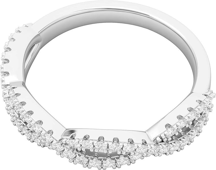 Sterling Silver Infinity Twist Wedding Ring Half-circle Simulated Diamond or Genuine Moissanite Matching Ring For Women