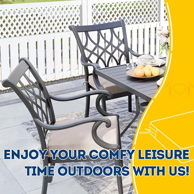 AAAAAcessories Outdoor Seat Cushions for Chairs, Waterproof, Fade-Resistant Patio Furniture Replacement Cushions, 18.5" x 16" x 3", Set of 2, Khaki Beige-VerdiqueGarden