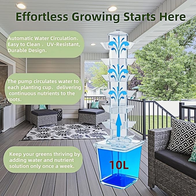 Hydroponic Growing System Kit – Indoor Vertical Hydroponic Garden Tower, 35 Planting Pods，Indoor Herb Garden,Lettuce Vegetables Hydroponic Growing Kit-VerdiqueGarden