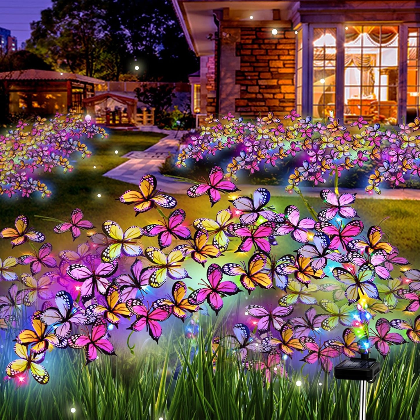 Solar Garden Lights Outdoor, Waterproof Solar Butterfly Lights 4 Pack Willow Vine Light with 80 LED 33 Butterfly Colorful Lighting for Garden Yard Lawn Outdoor Decor, Gift for Mom Women Mother's Day-VerdiqueGarden