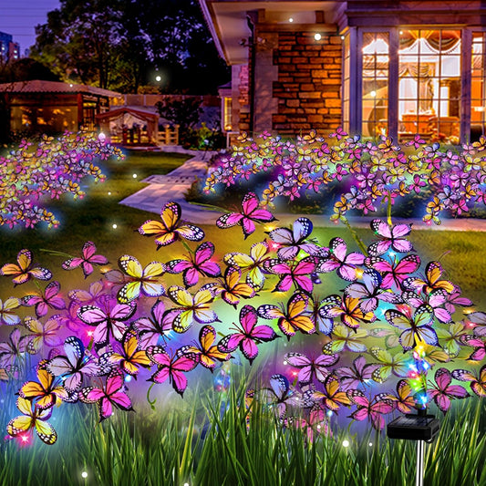 Solar Garden Lights Outdoor, Waterproof Solar Butterfly Lights 4 Pack Willow Vine Light with 80 LED 33 Butterfly Colorful Lighting for Garden Yard Lawn Outdoor Decor, Gift for Mom Women Mother's Day-VerdiqueGarden