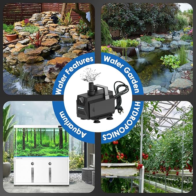 Submersible Water Pump 600GPH/35W Fountain Pumps with Flow Control, Pond Pump Submersible Outdoor with 10ft 3-Core Power cable for Hydroponics, Aquarium, Waterfall, Statuary, Water feature-VerdiqueGarden