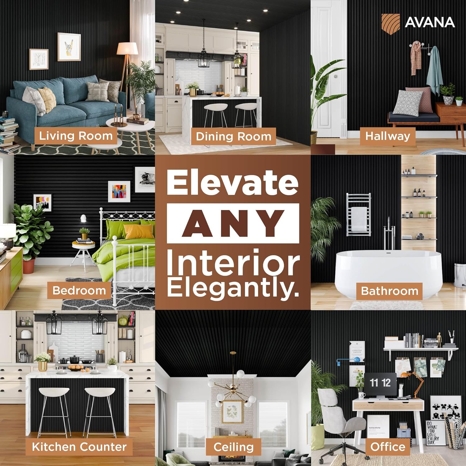 Avana Acoustic Wood Wall Panels – 94.4 X 12.6 Inch Black Oak Acoustic Panels 2 PCs – Wall Panels For Interior Wall Decor For Homes, Offices, Studios – Sturdy And Durable Wood Panels For Wall-VerdiqueGarden