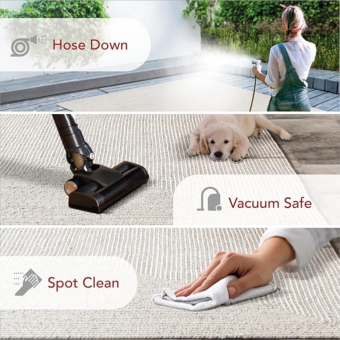 nuLOOM 6' x 9' Solid Hand Braided Indoor/Outdoor Area Rug, Pet-Friendly, High Traffic, Weather Resistant, for Patio, Balcony, Bedroom, Living Room, Dining Room, Wynn Ivory-VerdiqueGarden