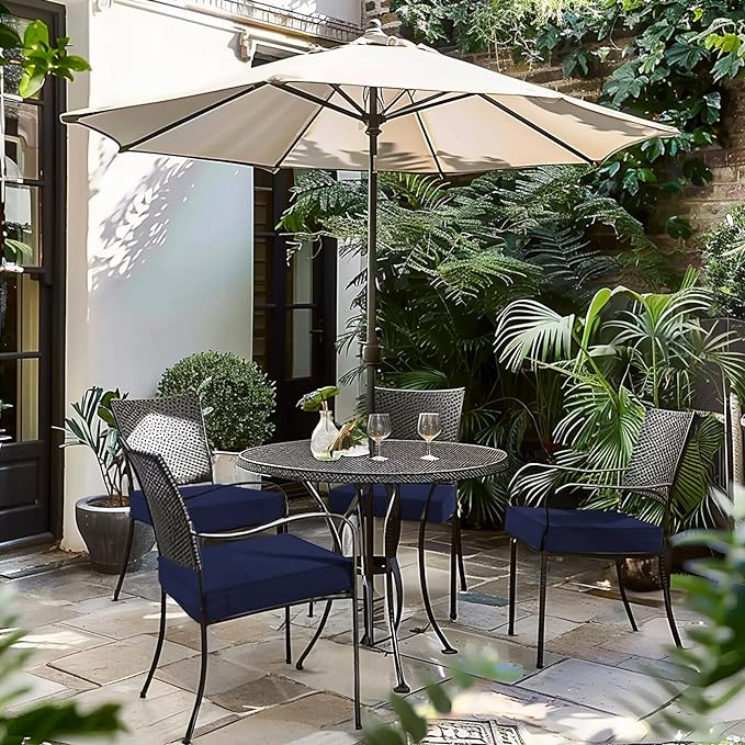 Favoyard Patio Chair Cushions 19 x 19 x 3 Inch Waterproof Outdoor Seat Cushions for Patio Furniture 3-Year Color Fastness Garden Sofa Couch Pads with Handle & Adjustable Straps Set of 2, Blue-VerdiqueGarden