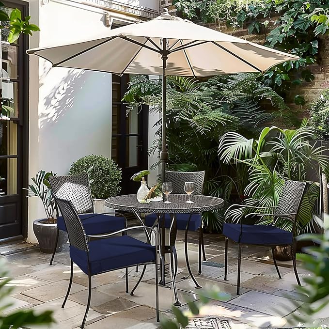 Favoyard Patio Chair Cushions 17 x 16 x 2 Inch Waterproof Outdoor Seat Cushions for Patio Furniture 3-Year Color Fastness Garden Sofa Couch Pads with Handle & Adjustable Straps Set of 2, Blue-VerdiqueGarden