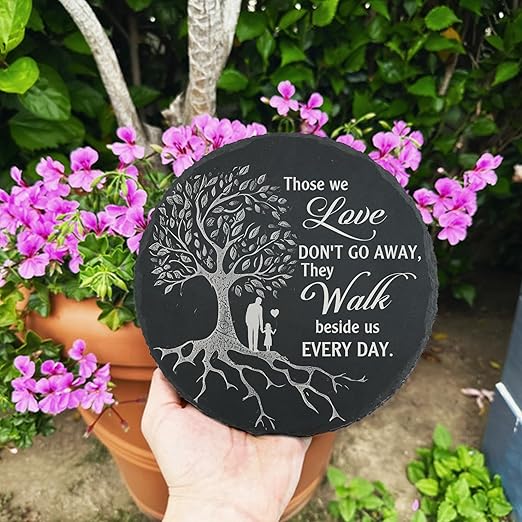 Memorial Stone Man and Child, Dad Memorial Gifts for Daughter, Memorial Gifts for Loss of Father, in Memory of Dad Garden Slate Stone, Sympathy Gift for Loss of Dad Memorial Plaque TNA3-VerdiqueGarden