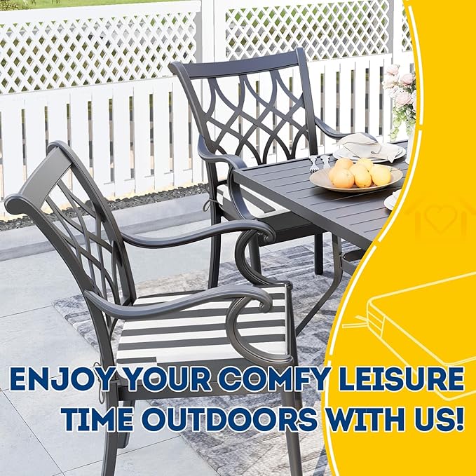 AAAAAcessories Outdoor Seat Cushions for Chairs, Waterproof, Fade-Resistant Patio Furniture Replacement Cushions, 20" x 18" x 3", Set of 2, Gray Cabana Stripe-VerdiqueGarden