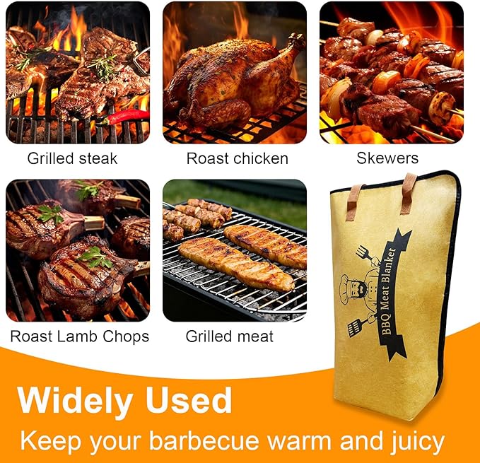 Thickened Insulation BBQ Blanket - Meat Resting Blanket, Locks in Juices, Wide Opening Design, Reusable for Large Brisket, Pork Shoulder, Turkey, Easy Clean, Portable - BBQTools,Gift Accessories-VerdiqueGarden