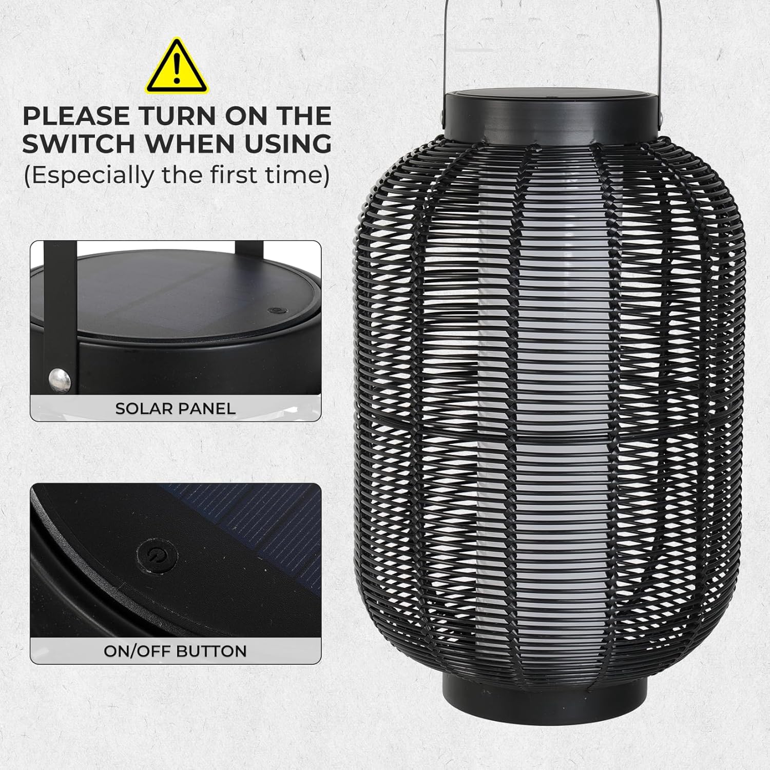 Solar Yard 1-Pack Outdoor Solar Lantern Lamp, Water-Resistant Boho Lights for Outside Hanging Lantern Table Lights Decoration for Garden, Patio, Porch, Trees, Pathway, Black-VerdiqueGarden