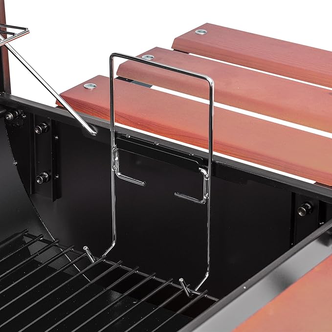 Royal Gourmet CC1830V 30 Barrel Charcoal Grill with Wood-Painted Side Front Table, 627 Square Inches Cooking Space, for Outdoor Backyard, Patio and Parties, Black-VerdiqueGarden