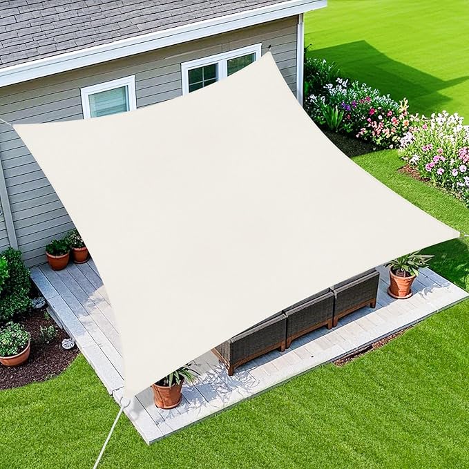 Amagenix Sun Shade Sail 8X15 Curved Edge Outdoor Shade Canopy Cream Breathable 95% UV Block Shade Cloth for Patio Garden Backyard (We Make Custom Size)-VerdiqueGarden