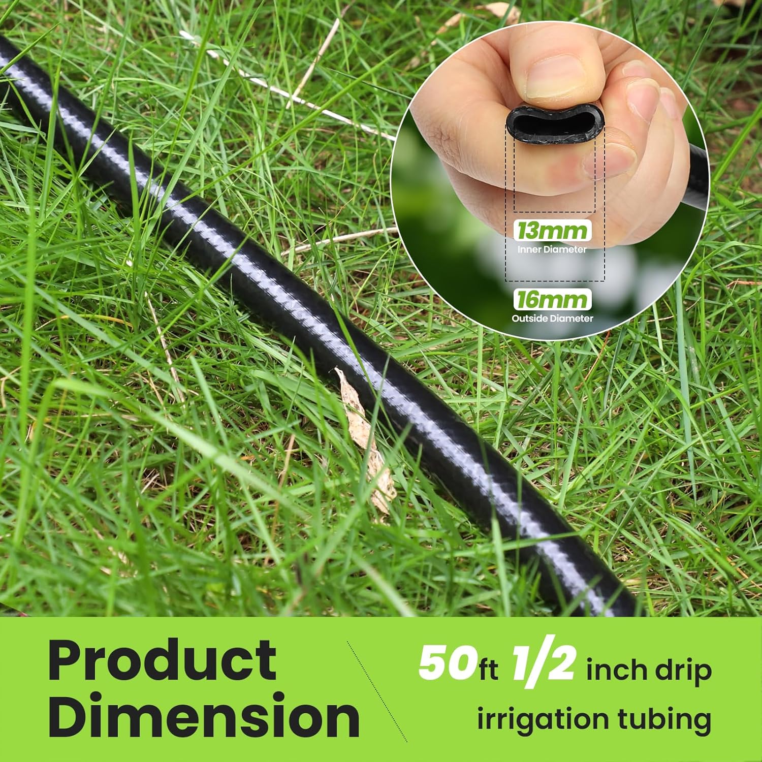 Bonviee 1/2" Irrigation Tubing with 4 Packs 6-Way Connectors - 50FT Drip Irrigation Tubing Ideal for Garden Irrigation System or as Blank Distribution Hose for Any Project-VerdiqueGarden