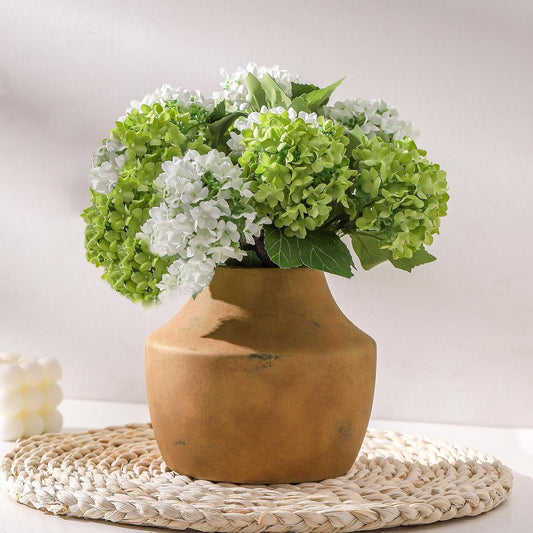 Mitt&Ditt Ceramic Flower Vase, 5.3 inch Pottery Farmhouse Rustic Vase, Handcrafted Weathered Vases, Small Flower Terracotta Vases for Home Decor, Living Room, Table, Shelf, Mantel-VerdiqueGarden