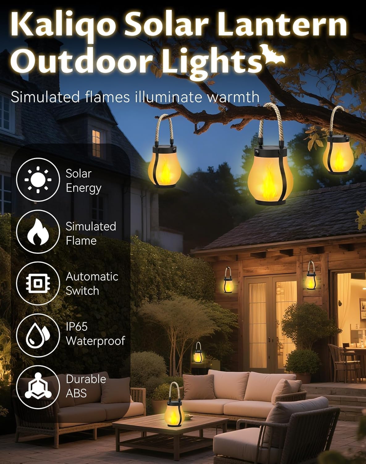 Kaliqo Solar Lanterns Outdoor Lights, Hemp Rope Flame Lights, Dancing Flame Solar Lights,It is Suitable for Outdoor Camping, Home Garden Decoration, Etc. (3pcs)-VerdiqueGarden