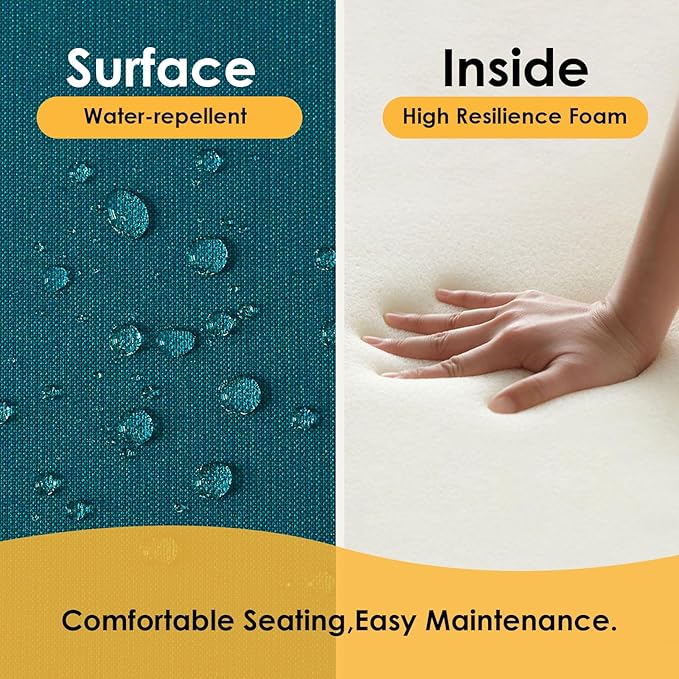 Outdoor Sunbrella Square Corner Seat Cushion, 19"x19"x3", Set of 4, Non Slip Seat Cushion Pads with Removable Cover for Patio Furniture, Garden Yard Lawn, Spectrum Peacock-VerdiqueGarden