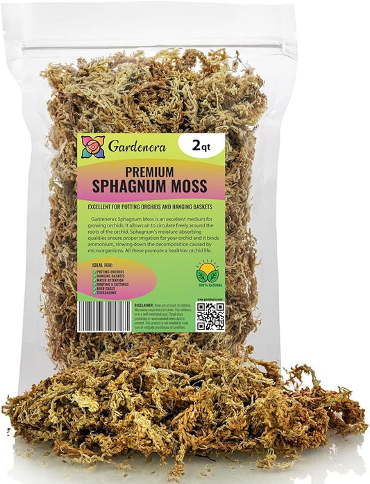 Premium Grade Sphagnum Moss by Gardenera - Organic Hand Mixed New Zealand Long Fibered Sphagnum Moss Orchid - 2 Quart-VerdiqueGarden