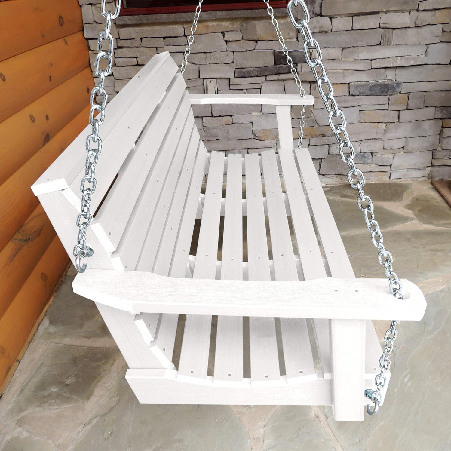 highwood Weatherly Porch Swing, 4 Feet, White-VerdiqueGarden