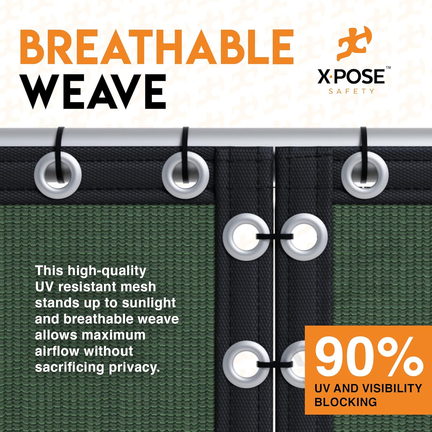 Xpose Safety Privacy Fence Screen 4’ x 50’ – Heavy Duty Green Mesh with 90% Visibility Block, UV Protection – for Garden, Yard, Nursery, Kennel, Dog Run, Greenhouse-VerdiqueGarden